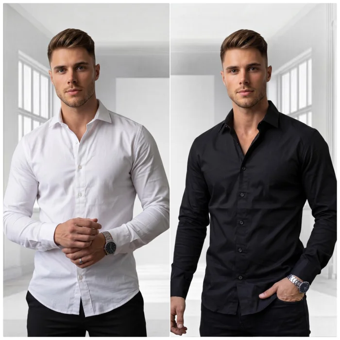 Camisa Liso Elastizado Slim Fit Manga Larga