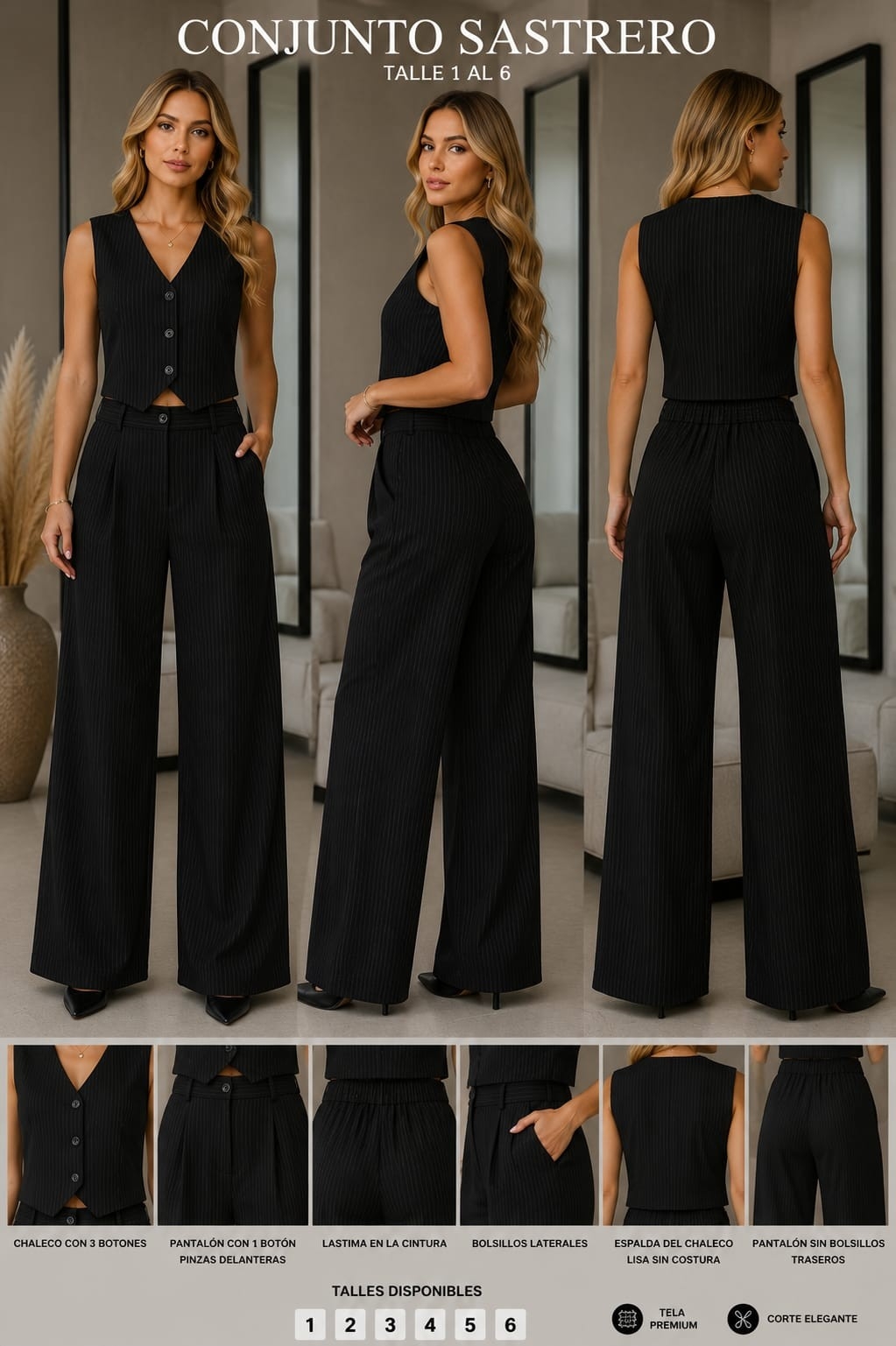 Conjunto Sastreros  Rallados de Vestir - Imagen 3