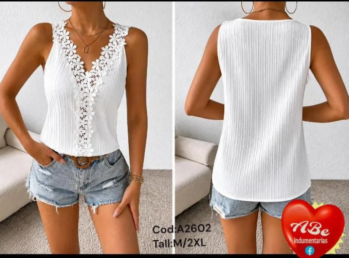 Músculosa Estilo Shein con Puntilla