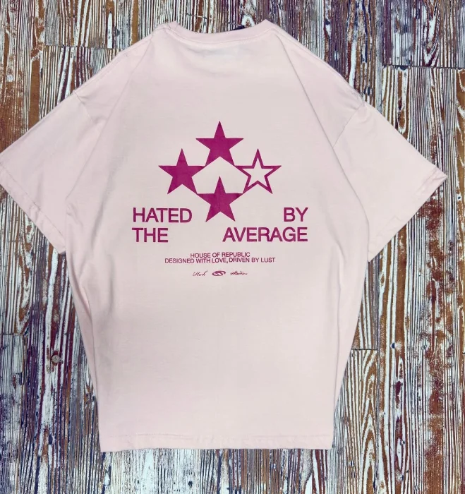Remera Oversize 20/1 Stars Rosa  Algodón Peinado