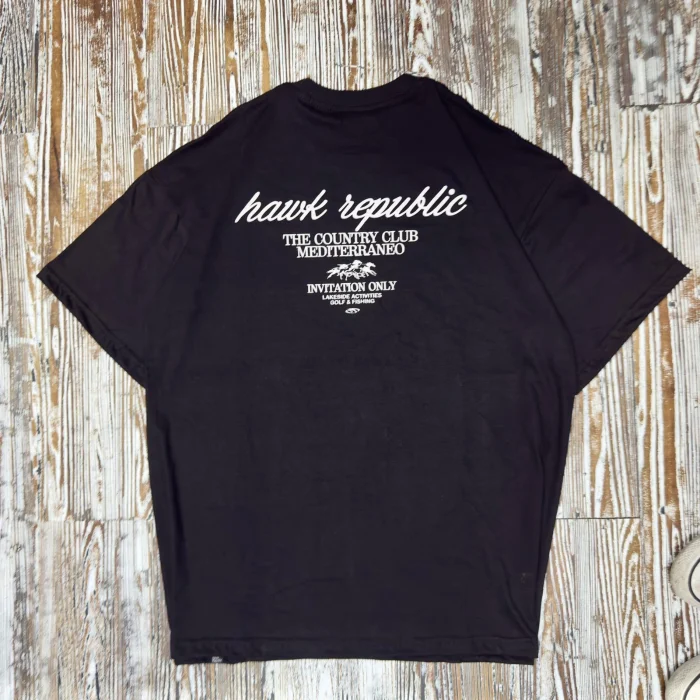 Remera Oversize 24/1 Country Club Black Algodón Peinado