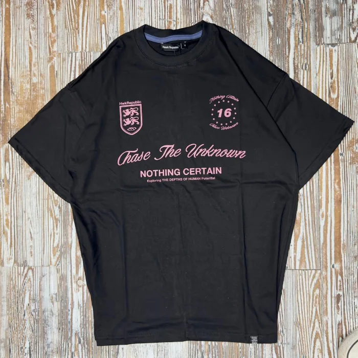 Remera Oversize 24/1 Chase Black Algodón Peinado