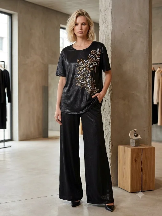 Remera Lurex Pintado a Mano