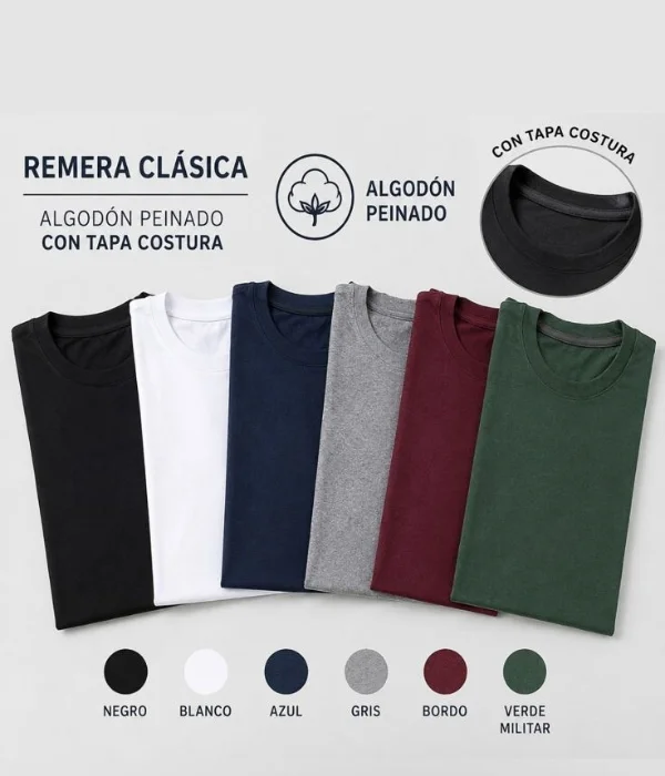 Remeras Lisas de Algodon Peinado