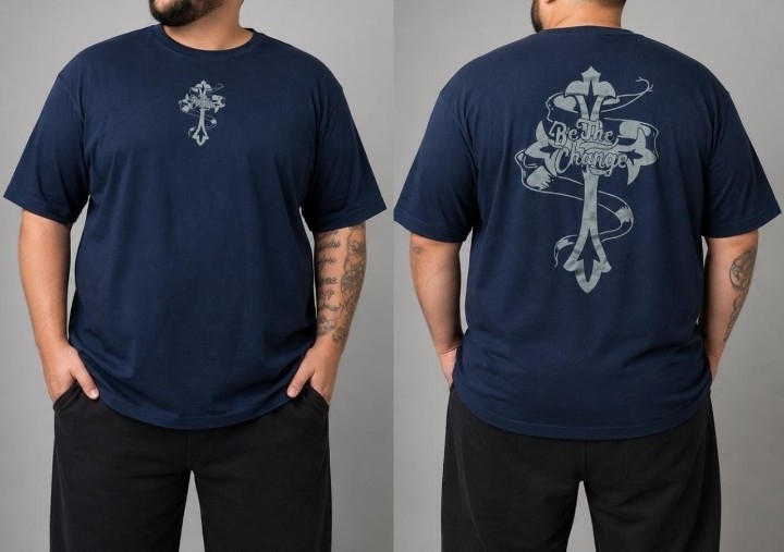 Remera Doble Estampado Hombre Talles Especiales - Imagen 2
