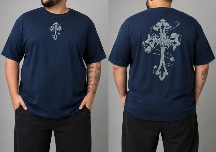 Remera Doble Estampado Hombre Talles Especiales - Imagen 2
