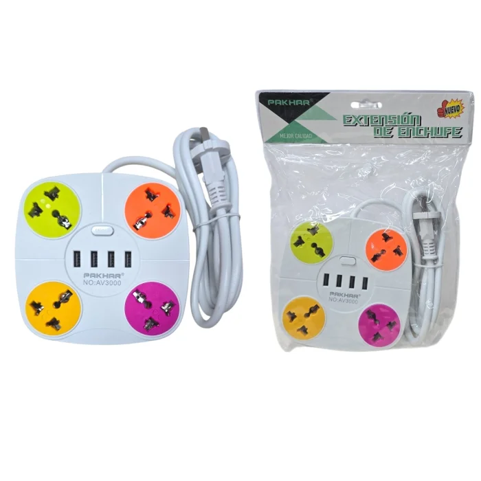 Zapatilla Alargue Pakhar 4 Tomas + 4usb (av3000)