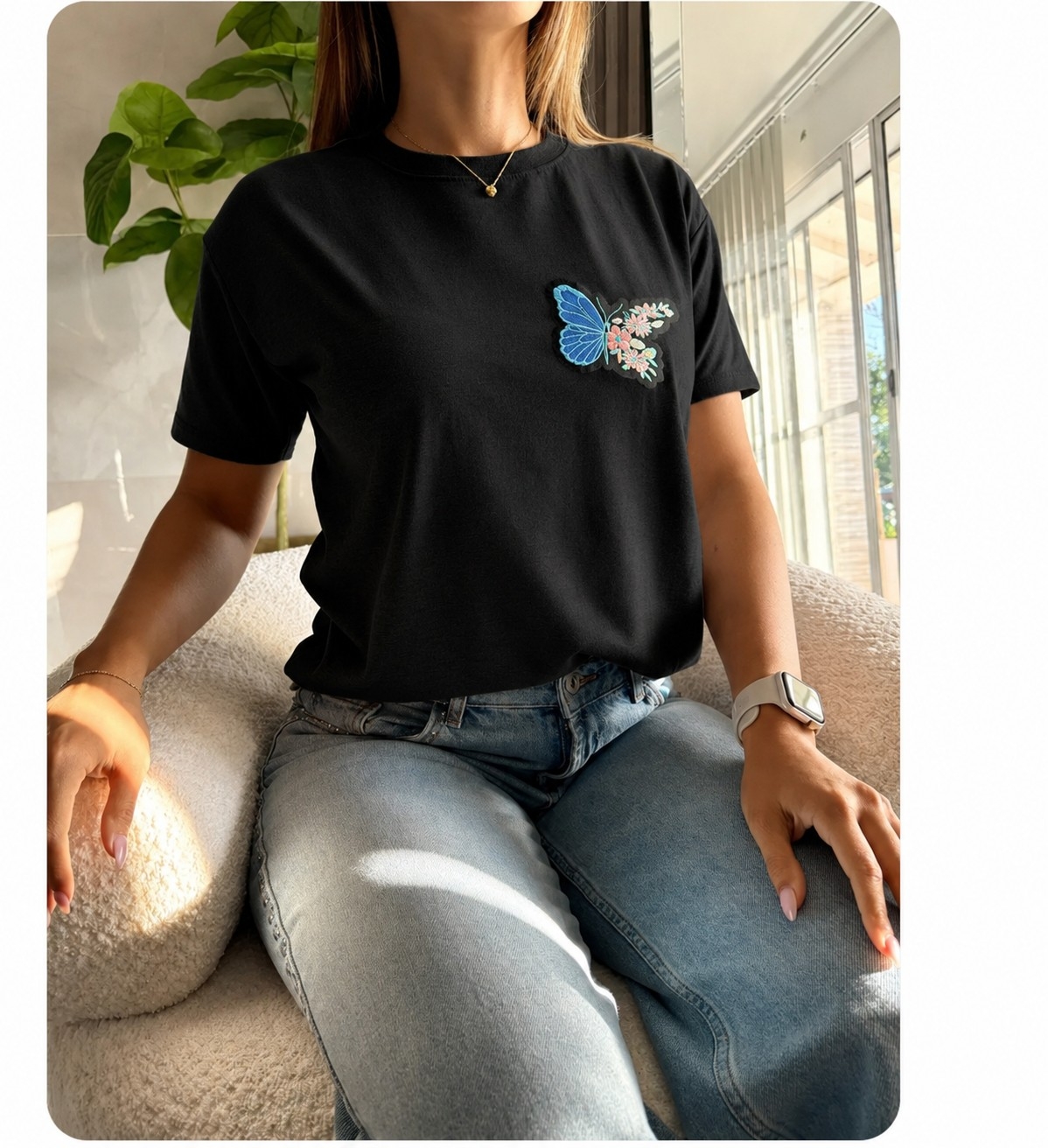 Remera Bordada Mariposa - Imagen 5