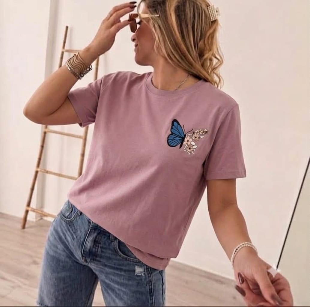 Remera Bordada Mariposa - Imagen 2