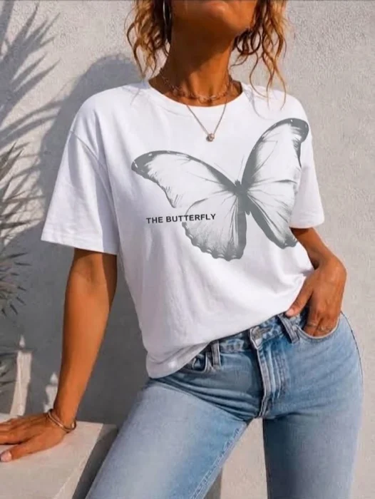 Remera Glitter Mariposa
