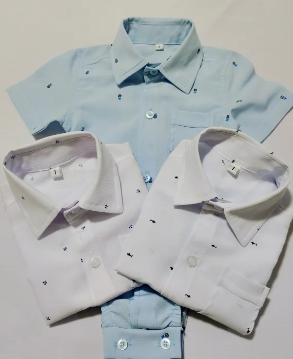 Body Camisa Bebe de Tela Poplin Manga Corta
