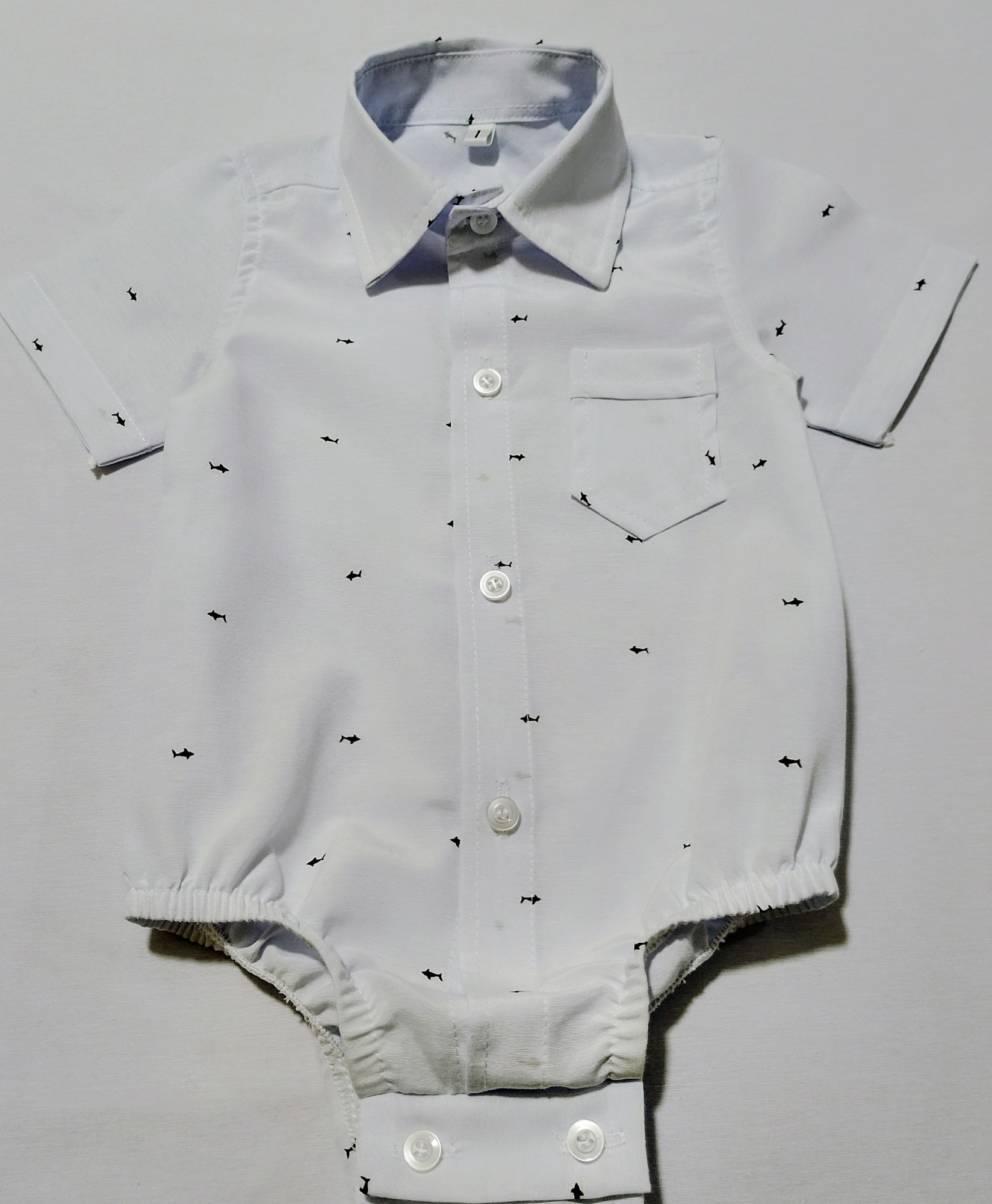 Body Camisa Bebe de Tela Poplin Manga Corta - Imagen 2