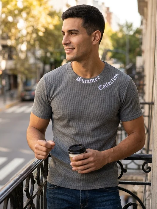 Remera Wafle Estampado