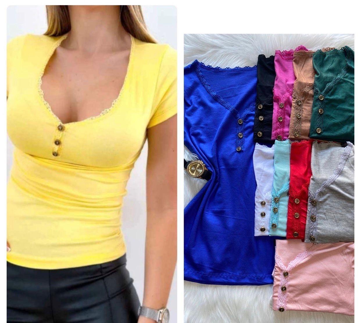 Remera Puntilla y Cuello Espejo " Solo por Pedido" - Imagen 3