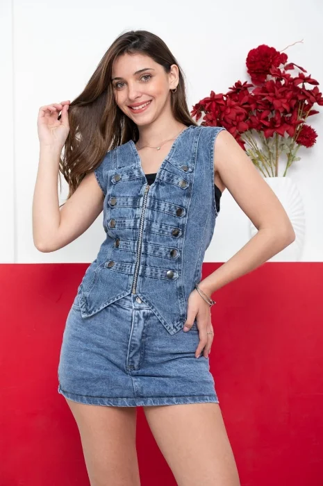 Chaleco Napoleón Denim Rigido