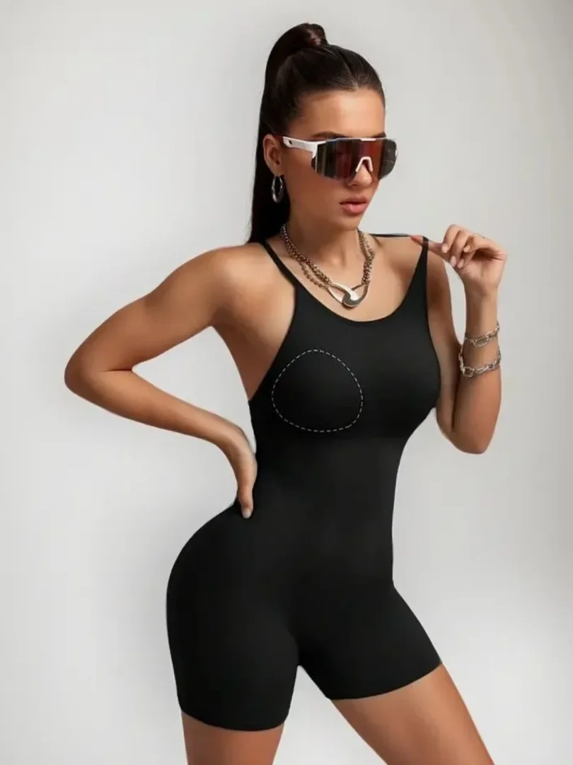 Catsuit con Tiritas a la Espalda Push Up,total Black.!! - Imagen 2