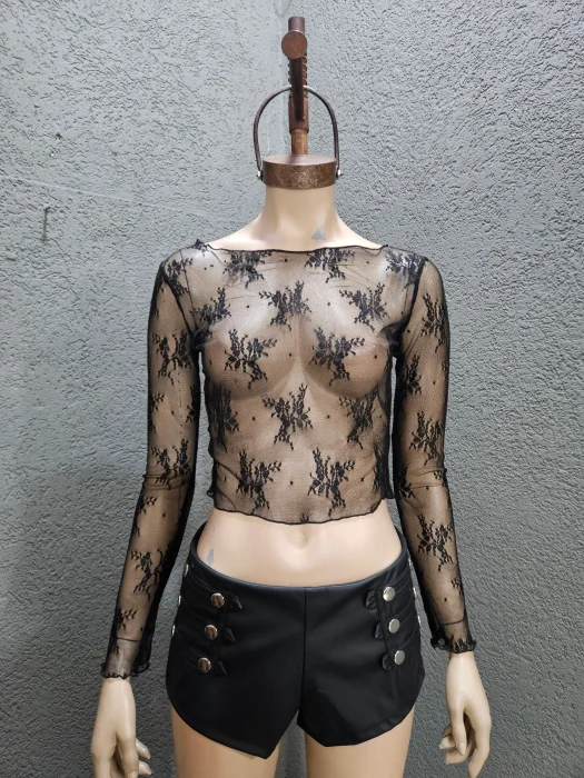 Remera Encaje Flor