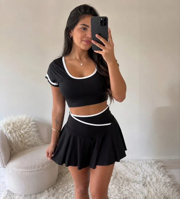 Conjunto Short Pollera Lycra Excelente Calidad