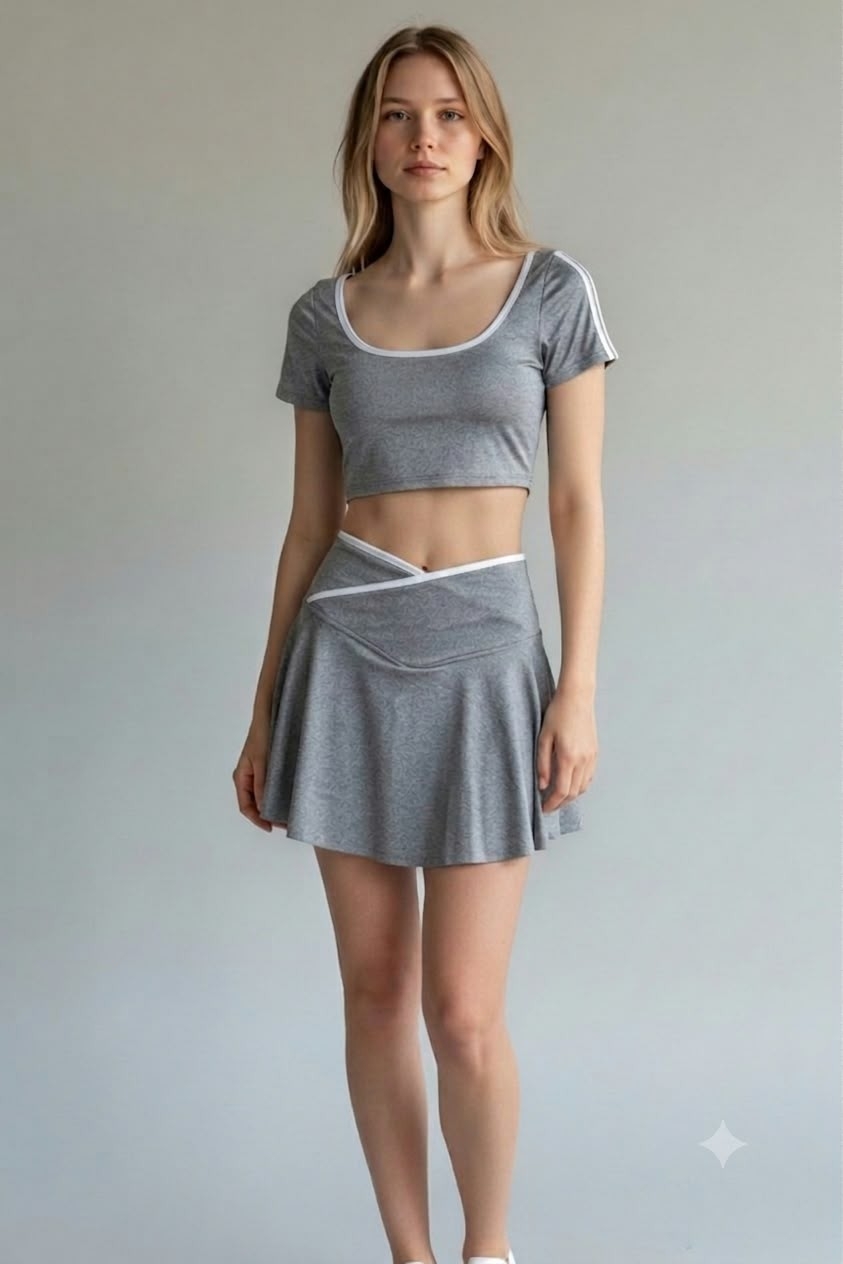Conjunto Short Pollera Lycra Excelente Calidad - Imagen 4