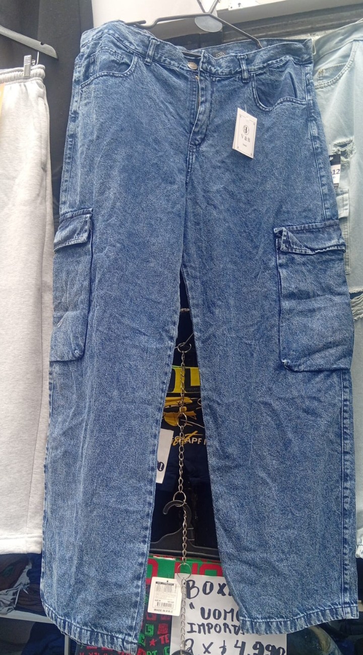 Jean Baggy Grande Cargo Pantalón Ancho Denim Bolsillos Especial Mayoristas Hotsale - Imagen 2