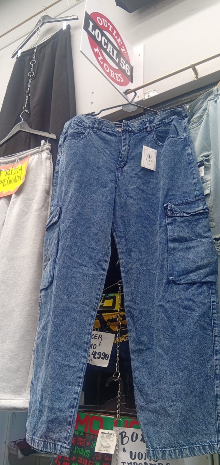 Jean Baggy Grande Cargo Pantalón Ancho Denim Bolsillos Especial Mayoristas Hotsale - Imagen 3