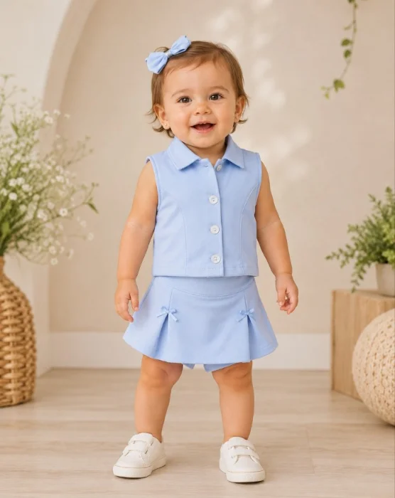 Conjunto Sastrero Bebe Short Pollera