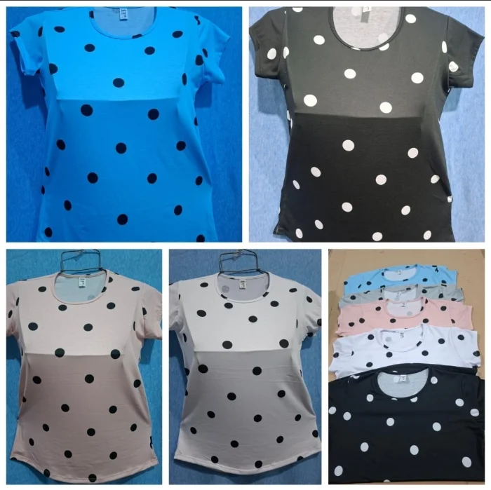 Remera Lunares Modal con Lycra Dama