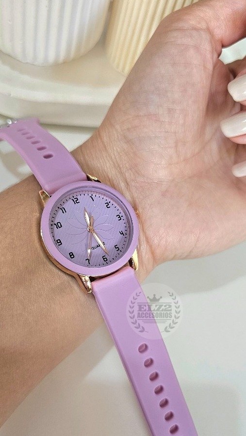 Relojes de Dama con Malla de Silicona con Detalle de Flores - Imagen 2