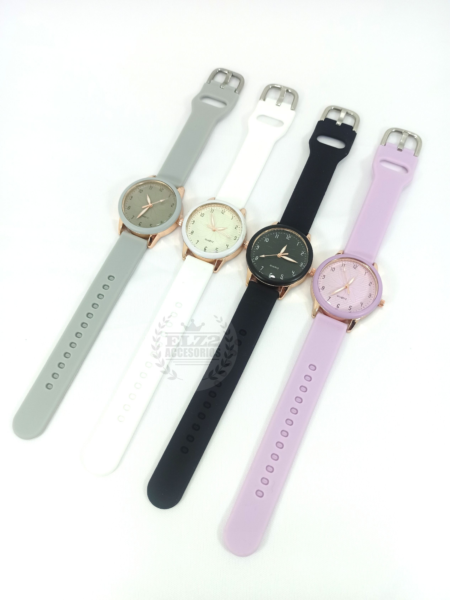 Relojes de Dama con Malla de Silicona con Detalle de Flores - Imagen 4