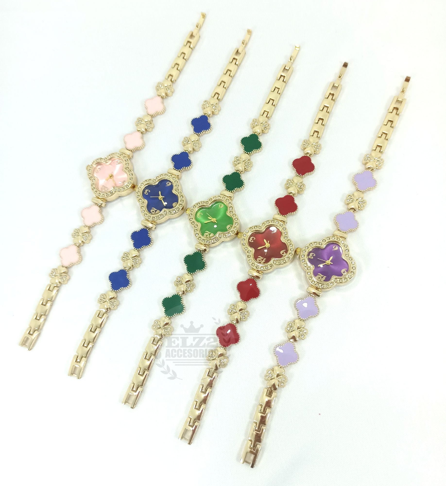Reloj Simil Pulsera en Forma de Trébol con Strass - Imagen 2