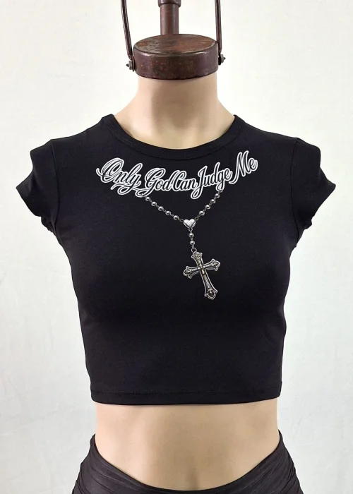 Remera Top Collar y Cruz Algodón con Lycra