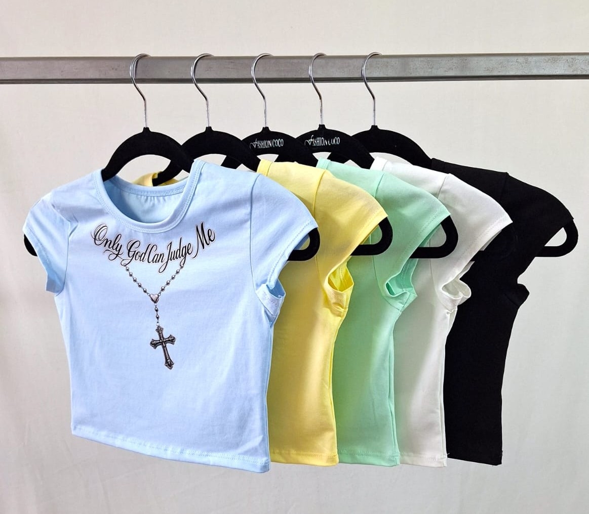 Remera Top Collar y Cruz Algodón con Lycra - Imagen 2