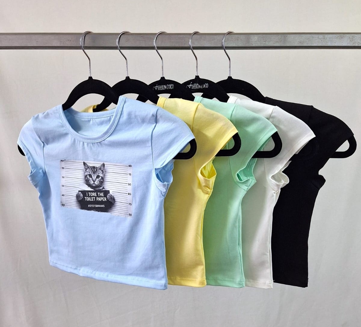 Remera Top Gato Preso Algodón con Lycra - Imagen 2