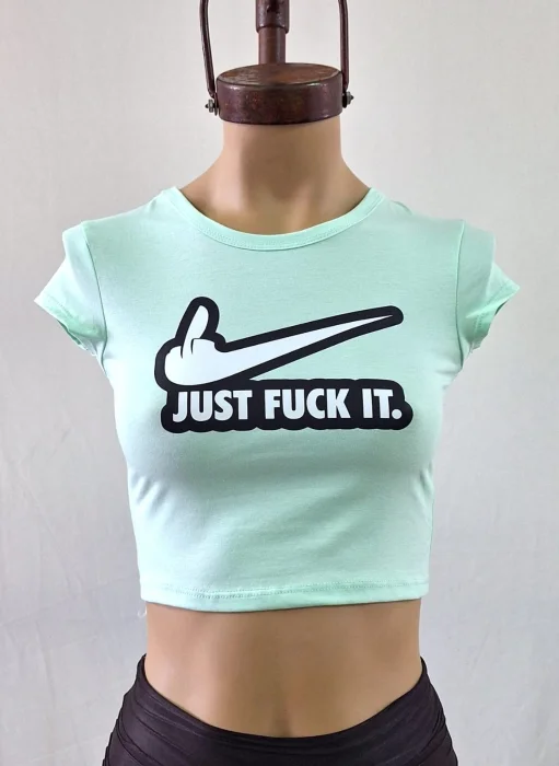 Remera Top Just Fuck It Algodón con Lycra