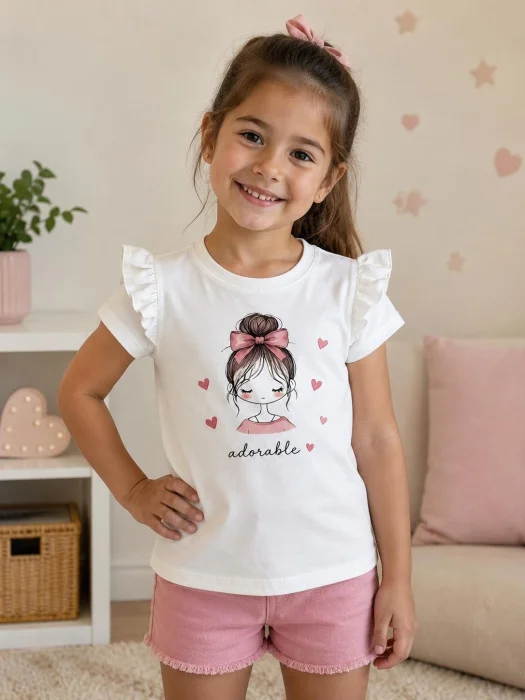 Remeras Voladito Nena Adorable Algodón Peinado