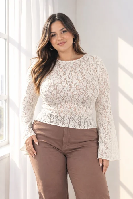 Cami Mangas Oxfor de Encaje