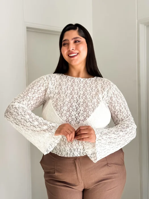 Cami Mangas Oxfor de Encaje
