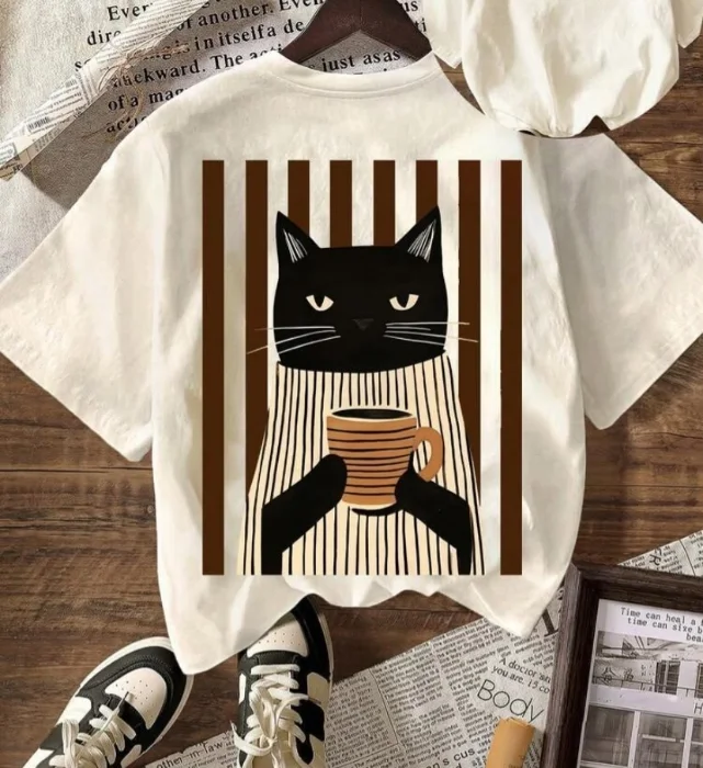 Remera Cat Coffee
