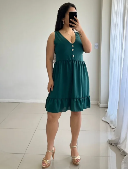 Vestido con Botones Cey Liso