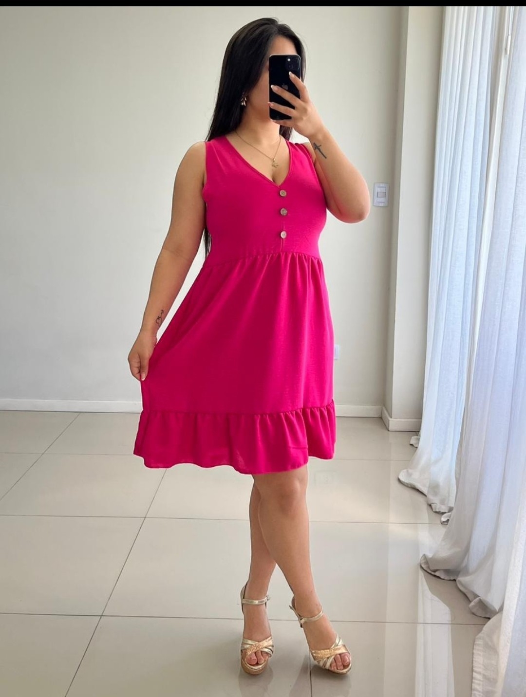 Vestido con Botones Cey Liso - Imagen 2