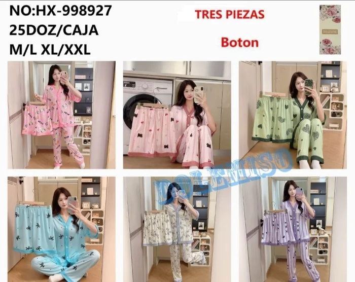 Pijama 3 Piezas Abotonado