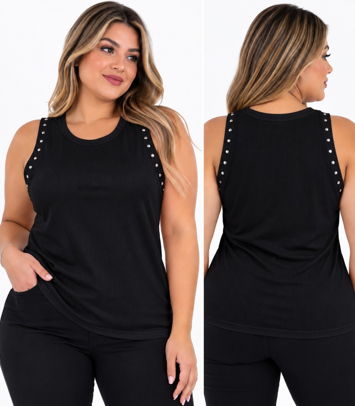Musculosa con Tachas Morley Excelente Calidad Talles Unico - Imagen 2
