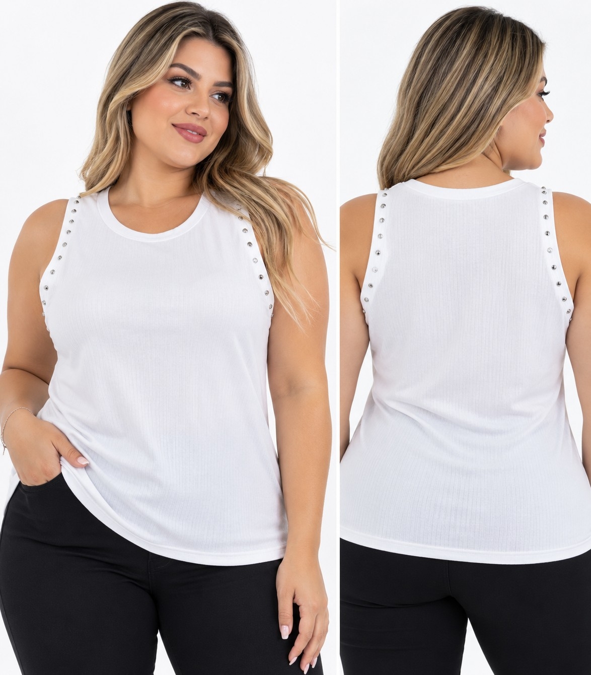 Musculosa con Tachas Morley Excelente Calidad Talles Unico - Imagen 4