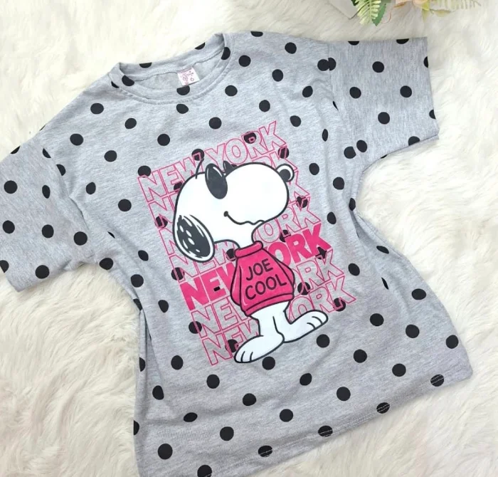 Remera Oversize Nena Lunares Algodón Peinado
