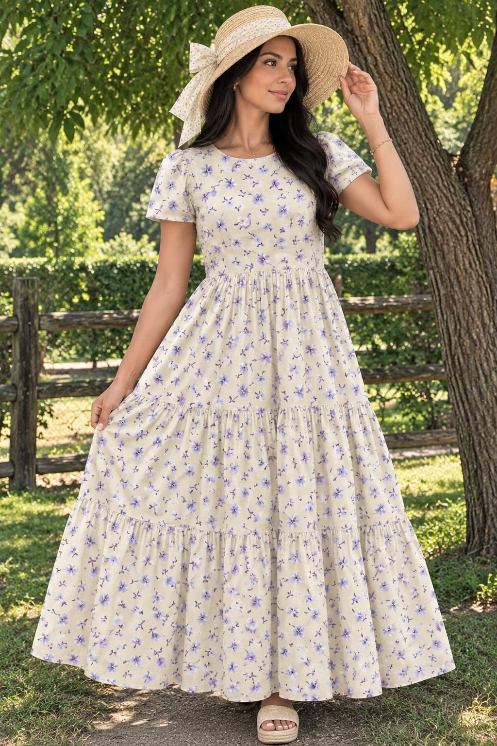 Vestido Floreado Largo Princesa - Imagen 2