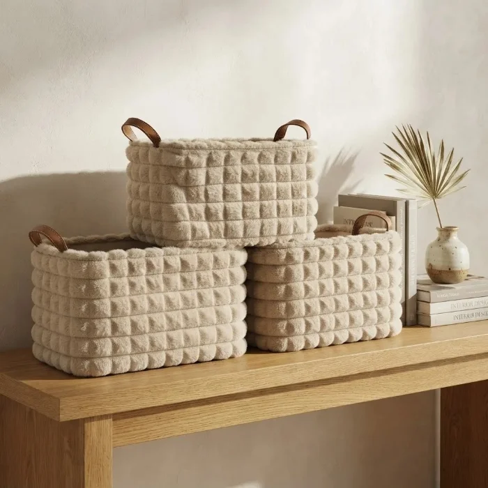 Set Canasto Organizador X3 Peluche Polar Soft