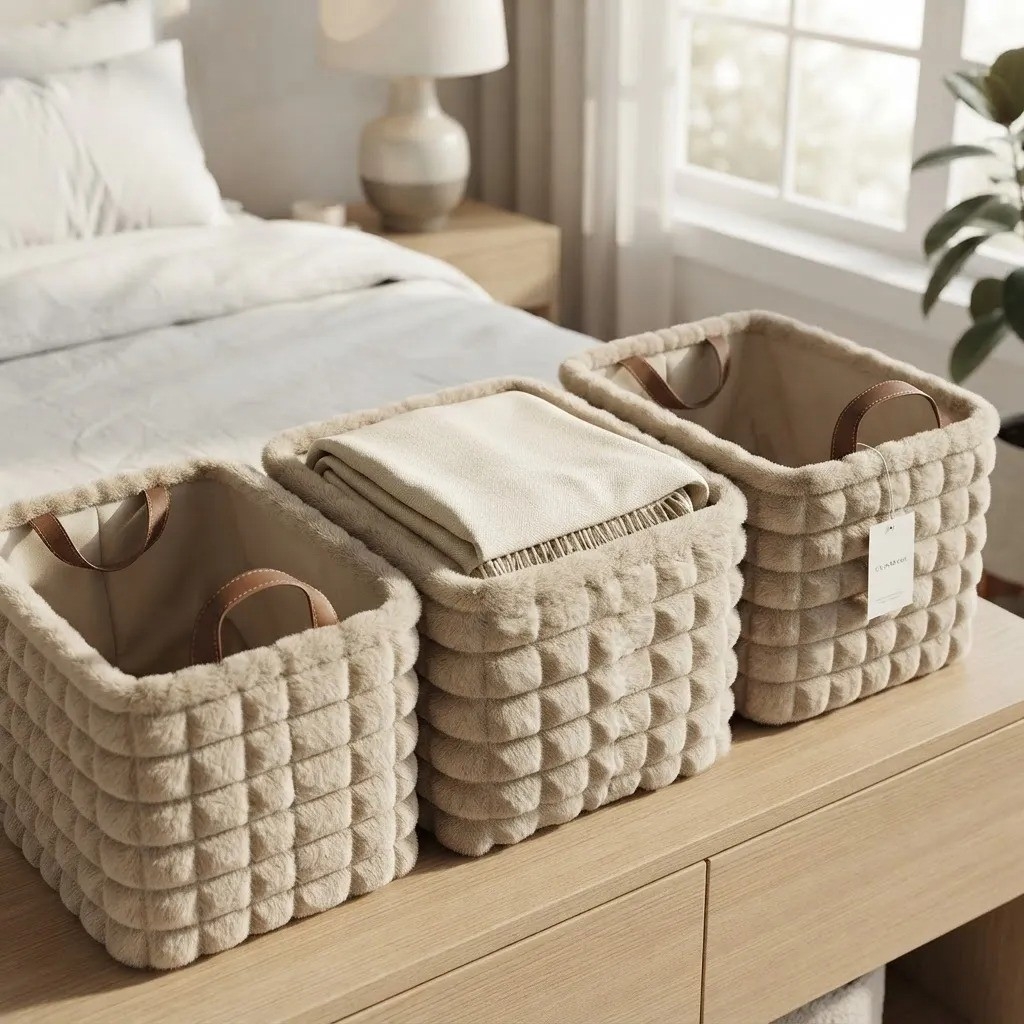 Set Canasto Organizador X3 Peluche Polar Soft - Imagen 2