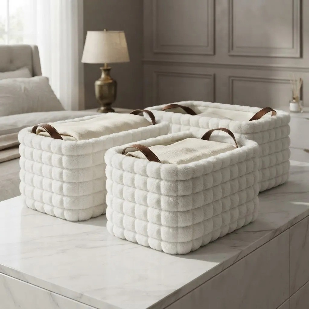 Set Canasto Organizador X3 Peluche Polar Soft - Imagen 4