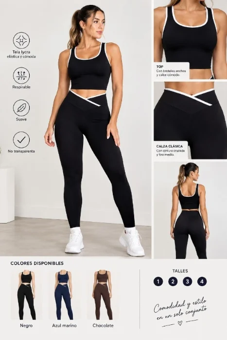 Conjunto Top + Calza Cintura Cruzada