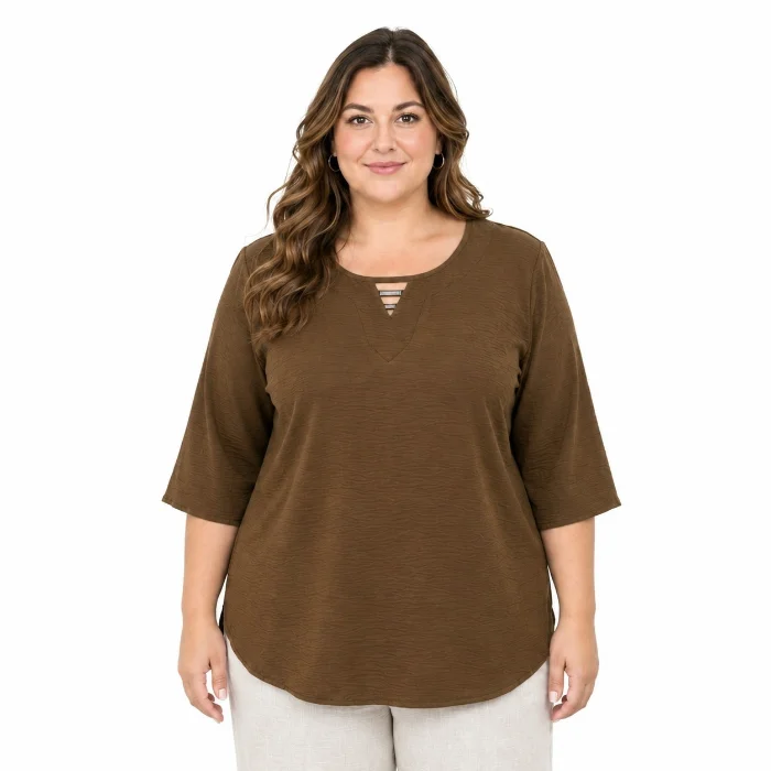 Blusa de Cey Cuello Triángulo con Strass